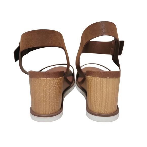 MIA Amore Women Bianqa Wedge Heel Ankle Strap Sandals Size US 8.5M Cognac Brown - Picture 3 of 5